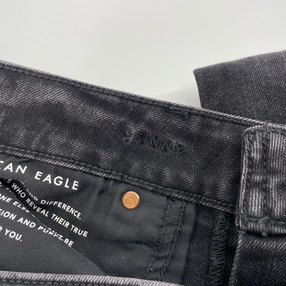 American Eagle Skinny Ne(x)t Level Flex Distressed Black Jeans Men's 34x34 - Picture 7 of 13
